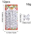 Silberne kleine Weihnachts-Schleifen 5cm 12 Stk, glänzende Deko-Schleifen für Baum und DIY. - Glänzende Stoffschleife (2409WC-12HDJ) / 12er Set / Silber