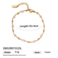 Bracciale di perle dorate delicato da donna, gioiello elegante e chic per polso regalo. - Stile Serie di Perline a Catena Sottile (2005ZK07552SL)