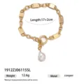 Bracciale a maglie placcato oro con ciondolo in perla barocca, stile vintage elegante. - Braccialetto a Catena Grossa con Perla Barocca (1912ZJ06115SL) / Oro