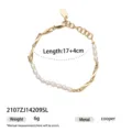 Bracciale con perle d'oro e catena in metallo intrecciato gioielli di moda eleganti 17+4cm - Stile Splicing Catena d'Oro (2107ZJ14209SL)