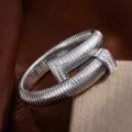 Bracelet manchette clou strass tendance style europeen luxe metal collier bijoux femme - Bracelet jonc / Argent