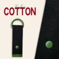 Portachiavi in fettuccia tessuta creativa fai-da-te con anello verde e bottone per borse e chiavi. - Nero e Verde Scuro