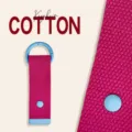 Portachiavi in tessuto di cotone rosa con gancio in metallo blu per zaini e borse eleganti. - Rosso rosa e Blu chiaro
