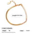Bracciale a catena di serpente placcato in oro con pietre di zircone e lunghezza regolabile. - Stile Catena Serpente Piatta (2108ZJ10940SL)