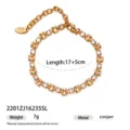 Bracciale a catena piatta dorata con strass da donna, stile vintage di lusso francese. - Stile Rame (2201ZJ16235SL)