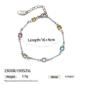 Braccialetto catena color argento con cristalli quadrati multicolore per donne moda. - Stile Rame con Gemma Colorata (2303BJ19352SL)