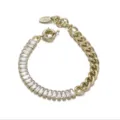 Bracciale dorato elegante metà catena e metà zirconi, stile vintage francese da donna. - Stile Metà Catena Metà Pietra (2008KJ07931S)