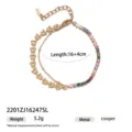 Mehrschichtige bunte Kristall Gold Kette Armband für Damen Vintage Schmuck schick - Mehrfarbiger Strass Stil (2201ZJ16247SL)