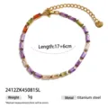 Bracciale a catena in acciaio al titanio con cristallo baguette colorato, gioiello. - Stile Acciaio Inossidabile con Gemma Colorata (2412ZK45081SL)