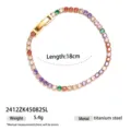 Bracciale tennis in cristallo colorato da donna, lunghezza 18cm in acciaio titanio. - Stile Acciaio Inossidabile con Gemma Colorata (2412ZK45082SL)
