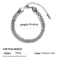 Elegante bracciale groumette a doppia fila di strass in acciaio al titanio, regolabile. - Stile Pavé Strass Acciaio Inossidabile (2412GS45086SL)