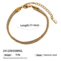 Bracciale tennis in acciaio titanio dorato con strass e catena di estensione da donna - Stile Catena Piatta Acciaio Inossidabile (2412ZK45089SL)