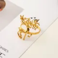Anello portatovagliolo renna oro metallo cervo di natale decorazione tavola ristorante - Oro