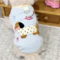 Schattige teckel geborduurde hondenhvest, lente gebreide kleding met trekring voor kleine honden. - S / Blauw Dun