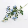 Long stem artificial small rose flower branch for home decor and photography props. - Blue