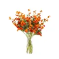 Long stem artificial small rose flowers silk bouquet for home decor and wedding party props. - Orange