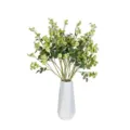 Artificial green small rose flowers with white ceramic vase for home decor and wedding props. - Green