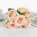 Bouquet di peonie artificiali europee composizione di fiori finti per decorare casa - Champagne