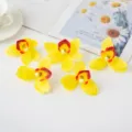 Gele kunstmatige orchidee bloemen variant voor taartdecoratie en hoofdtooi ambachtelijk maken. - Geel