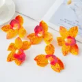 Kunstmatige phalaenopsis orchideeën bloemen van folie, 5 stuks geel rood voor taartdecoratie. - Oranjerood