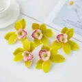 Artificial film cymbidium orchid flowers for cake decoration dessert table crafts diy - Green
