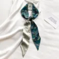 Bloemen zijde twilly sjaal groen blad print haarband tas lint elegante nek sjaal - Set van 20 Stuks / Groene Bloemenprint