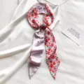 Bloemig smalle zijden sjaal lange lint haarband en tas decoratieve accessoire - Set van 20 Stuks / Rood Bloemenpatroon