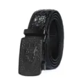 Schwarzer Herren Ledergürtel mit Kroko Muster und Automatik Schnalle Hauptprodukt Ansicht - 125cm / Schwarz