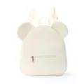 Cute corduroy bear ear backpack for kids, stylish casual mini school bag, white color. - Corduroy Beige