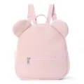 Cute pink corduroy backpack with bear ears, casual school bag for kids and daily use. - Corduroy Pink