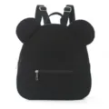 Black corduroy mini backpack with cute bear ears, casual style variant for kids and women. - Corduroy Black