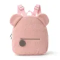 Cute pink fluffy teddy fleece backpack with cute bear ears for kids and casual daily use. - Pink