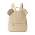 Cute corduroy bear ear backpack for kids, casual plush school bag with front zipper pocket. - Khaki Corduroy