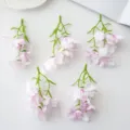 Artificial mini orchid flower stems for DIY hair accessories and home floral decoration. - Pink with Purple Edge