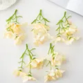 Artificial small orchid flower stems, light yellow DIY decorative floral accessory. - Champagne