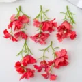 Artificial small orchid flower heads for DIY hair clips, home decor floral accessories. - Red