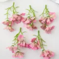 Artificial three-head small orchid flowers DIY craft decoration accessories fresh style floral. - Rose Red