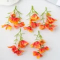 Artificial Small Orchid Flowers DIY Hairpin Accessories Orange 3-Heads Home Decor - Orange