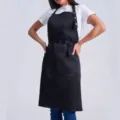 Tablier de cuisine noir professionnel avec poches et sangle de cou réglable pour chef. - Noir