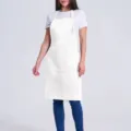 Tablier de cuisine blanc avec tour de cou et poches pratiques pour cuisiner et travailler - Blanc