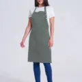 grey fashion apron for kitchen coffee shop waiter home chef waterproof workwear detail - Gray