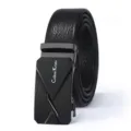 Schwarzer Herren Ledergürtel mit Automatikschließe für Business und Freizeit stilvoll - 115cm / Waffenschwarz