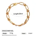 Bracciale a catena placcato in oro con perle e sfere, lunghezza 20cm, gioielli eleganti. - Stile Decorato con Perla a Sfera (2502ZJ50016SL) / 20cm