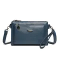 Blue PU leather multi-layer crossbody shoulder bag for women daily casual style - Lake Blue