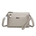 Casual PU leather crossbody bag, stylish multi-layer grey shoulder bag for women daily use. - Light Gray