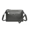 Stylish dark grey PU leather multi-layer crossbody bag with versatile compartments and strap. - Dark Gray