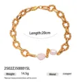 Gold chain freshwater pearl bracelet chic minimalist design jewelry for women new style - Western Luxury Splicing Style (2502ZJ50001SL) / 20cm
