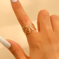 Gothic gold spider web hollow out ring for women Halloween punk jewelry accessory - Gold Tone Spider Web Style (M-233)