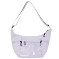 Light purple crescent ita bag with clear window for pins and adjustable strap - Purple