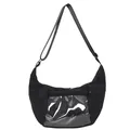 Black Japanese style transparent ita bag crescent canvas crossbody bag for women - Black